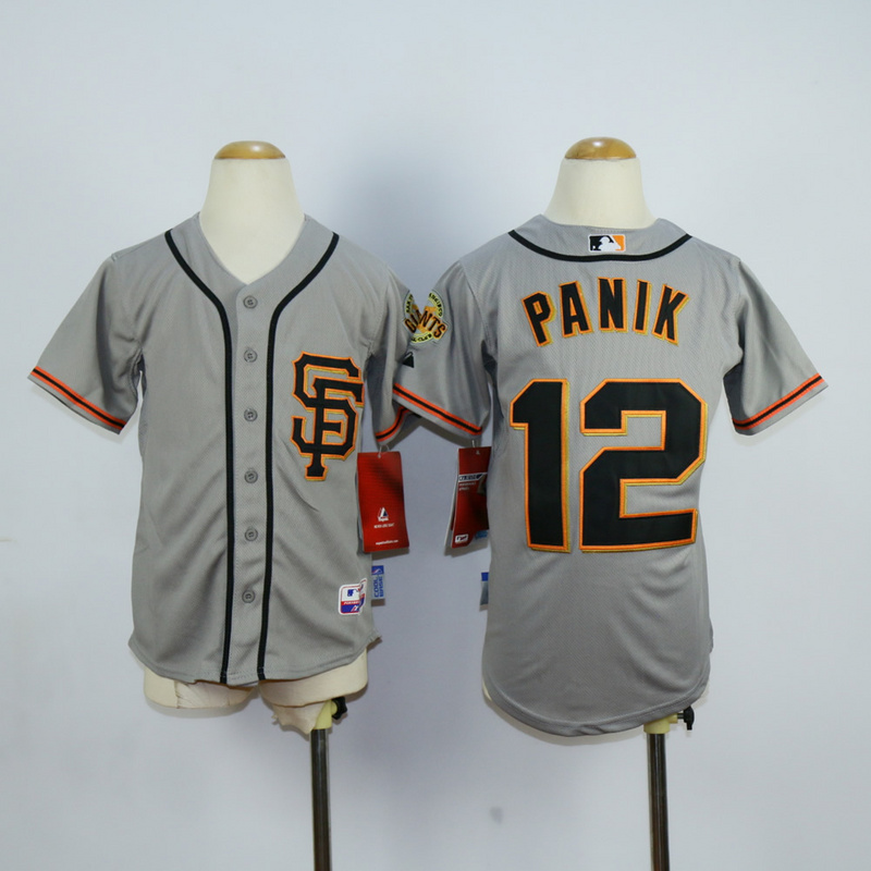 Youth San Francisco Giants #12 Panik Grey MLB Jerseys->->Youth Jersey